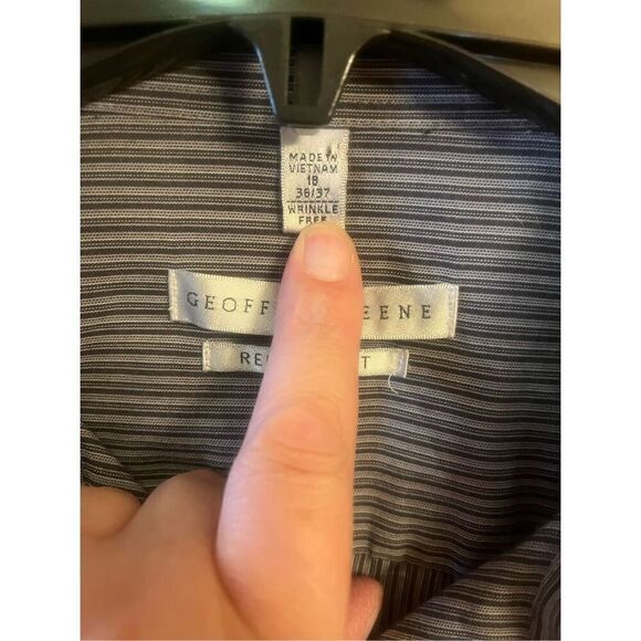 GEOFFREY BEENE Regular Fit Long Sleeve Button Front Dress Shirt 18 36/37 (3306) - Picture 2 of 4